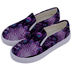 Purple Peacock Kids  Canvas Slip Ons by Bedest