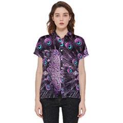 Purple Peacock Short Sleeve Pocket Shirt