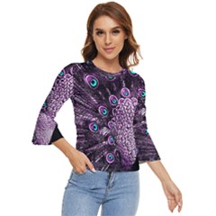 Purple Peacock Bell Sleeve Top