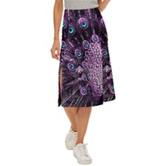 Purple Peacock Midi Panel Skirt by Bedest