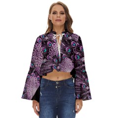 Purple Peacock Boho Long Bell Sleeve Top