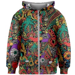 Cute Cartoon Doodle Kids  Zipper Hoodie Without Drawstring