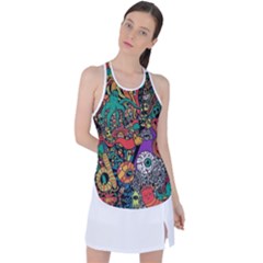 Cute Cartoon Doodle Racer Back Mesh Tank Top by Bedest