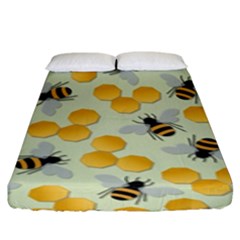 Bees Pattern Honey Bee Bug Honeycomb Honey Beehive Fitted Sheet (king Size) by Bedest