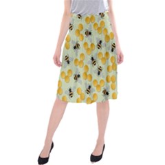 Bees Pattern Honey Bee Bug Honeycomb Honey Beehive Midi Beach Skirt by Bedest