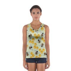 Bees Pattern Honey Bee Bug Honeycomb Honey Beehive Sport Tank Top  by Bedest