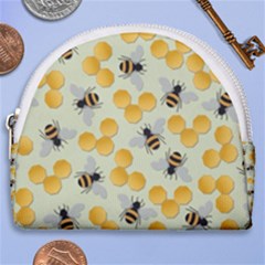 Bees Pattern Honey Bee Bug Honeycomb Honey Beehive Horseshoe Style Canvas Pouch by Bedest