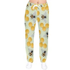 Bees Pattern Honey Bee Bug Honeycomb Honey Beehive Women Velvet Drawstring Pants