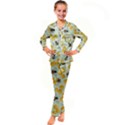 Bees Pattern Honey Bee Bug Honeycomb Honey Beehive Kids  Satin Long Sleeve Pajamas Set View1