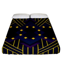 Line Square Pattern Violet Blue Yellow Design Fitted Sheet (california King Size) by Ravend