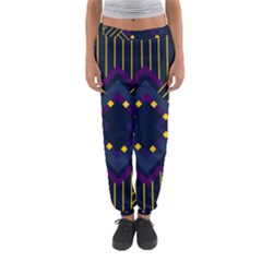 Line Square Pattern Violet Blue Yellow Design Women s Jogger Sweatpants by Ravend