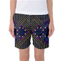 Line Square Pattern Violet Blue Yellow Design Women s Basketball Shorts View1