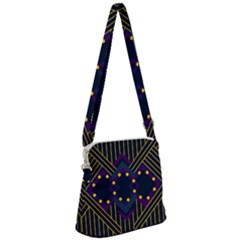 Line Square Pattern Violet Blue Yellow Design Zipper Messenger Bag by Ravend