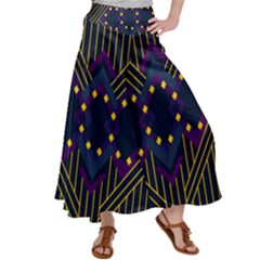 Line Square Pattern Violet Blue Yellow Design Women s Satin Palazzo Pants by Ravend