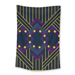 Line Square Pattern Violet Blue Yellow Design Small Tapestry