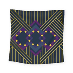 Line Square Pattern Violet Blue Yellow Design Square Tapestry (small)