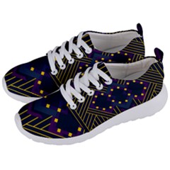 Line Square Pattern Violet Blue Yellow Design Men s Lightweight Sports Shoes