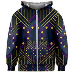 Line Square Pattern Violet Blue Yellow Design Kids  Zipper Hoodie Without Drawstring