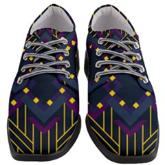 Line Square Pattern Violet Blue Yellow Design Women Heeled Oxford Shoes by Ravend