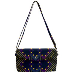 Line Square Pattern Violet Blue Yellow Design Removable Strap Clutch Bag by Ravend