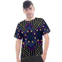 Line Square Pattern Violet Blue Yellow Design Men s Sport Top by Ravend