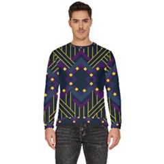 Line Square Pattern Violet Blue Yellow Design Men s Fleece Sweatshirt