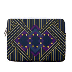 Line Square Pattern Violet Blue Yellow Design 13  Vertical Laptop Sleeve Case With Pocket by Ravend