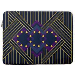 Line Square Pattern Violet Blue Yellow Design 17  Vertical Laptop Sleeve Case With Pocket by Ravend