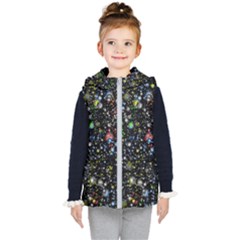 Universe Star Planet Galaxy Kids  Hooded Puffer Vest by Ravend