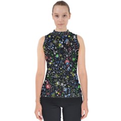 Universe Star Planet Galaxy Mock Neck Shell Top by Ravend