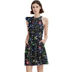 Universe Star Planet Galaxy Cocktail Party Halter Sleeveless Dress With Pockets by Ravend