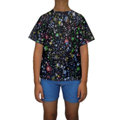 Universe Star Planet Galaxy Kids  Short Sleeve Swimwear by Ravend