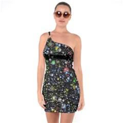 Universe Star Planet Galaxy One Shoulder Ring Trim Bodycon Dress by Ravend