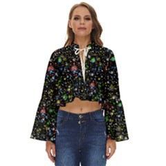 Universe Star Planet Galaxy Boho Long Bell Sleeve Top