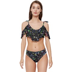 Universe Star Planet Galaxy Ruffle Edge Tie Up Bikini Set	 by Ravend