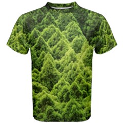 Green Pine Forest Men s Cotton T-shirt by Ravend