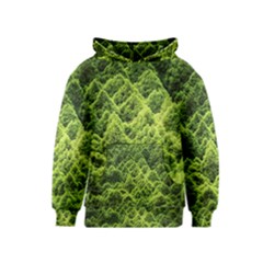 Green Pine Forest Kids  Pullover Hoodie