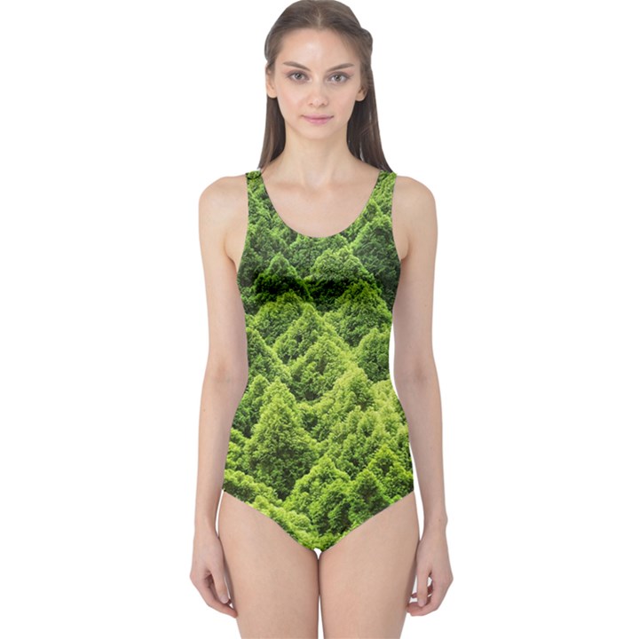 Green Pine Forest One Piece Swimsuit