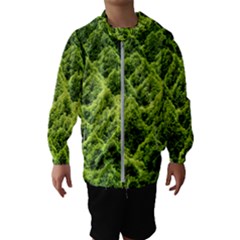 Green Pine Forest Kids  Hooded Windbreaker