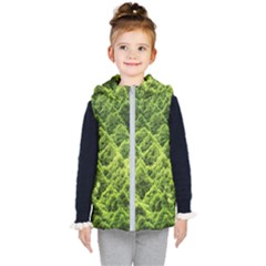 Green Pine Forest Kids  Hooded Puffer Vest