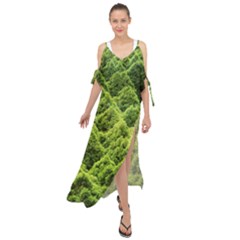 Green Pine Forest Maxi Chiffon Cover Up Dress