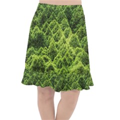 Green Pine Forest Fishtail Chiffon Skirt by Ravend