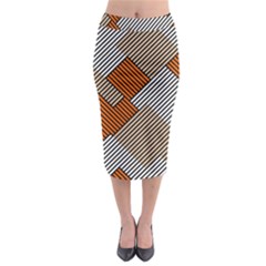 Abstract Pattern Line Art Design Decoration Midi Pencil Skirt by Ravend