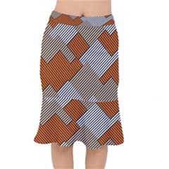 Abstract Pattern Line Art Design Decoration Short Mermaid Skirt by Ravend