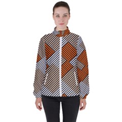 Abstract Pattern Line Art Design Decoration Women s High Neck Windbreaker by Ravend