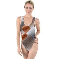 Abstract Pattern Line Art Design Decoration High Leg Strappy Swimsuit by Ravend