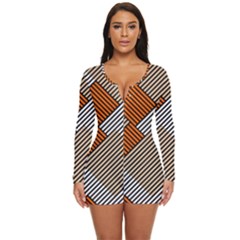 Abstract Pattern Line Art Design Decoration Long Sleeve Boyleg Swimsuit by Ravend