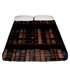 Old Bookshelf Orderly Antique Books Fitted Sheet (king Size) by Ravend