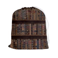 Old Bookshelf Orderly Antique Books Drawstring Pouch (2xl) by Ravend