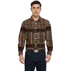 Old Bookshelf Orderly Antique Books Men s Long Sleeve Shirt by Ravend